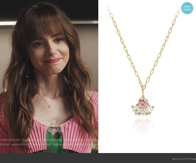 Grace Necklace by Nue Fine Jewelry worn by Emily Cooper (Lily Collins) on Emily in Paris