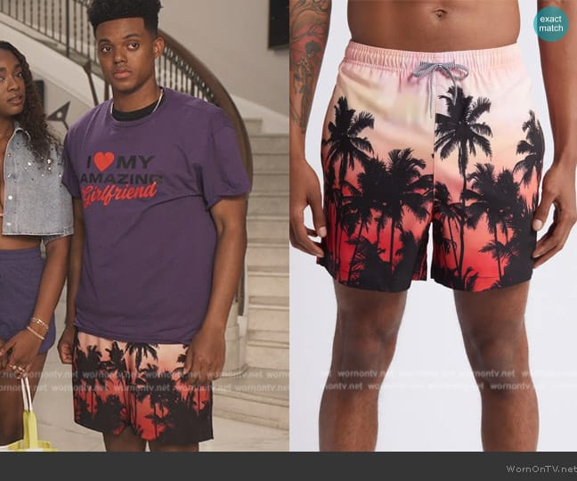 Open Edit Recycled Volley Swim Trunks worn by Will Smith (Jabari Banks) on Bel-Air