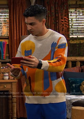 Parker's geometric print sweater on Bunkd