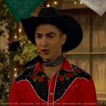 Parker’s red colorblock western shirt on Bunkd