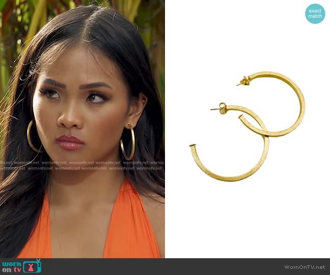 Parravi Jewelry Medium Gold Hoops worn by Jenn Tran on The Bachelorette