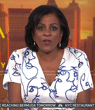 Pat Battle's white face print dress on Today