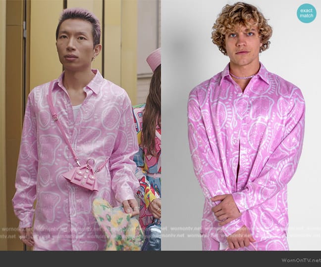 Patrick Church Delilah Pink Sequin Shirt worn by Étienne (Jin Xuan Mao) on Emily in Paris