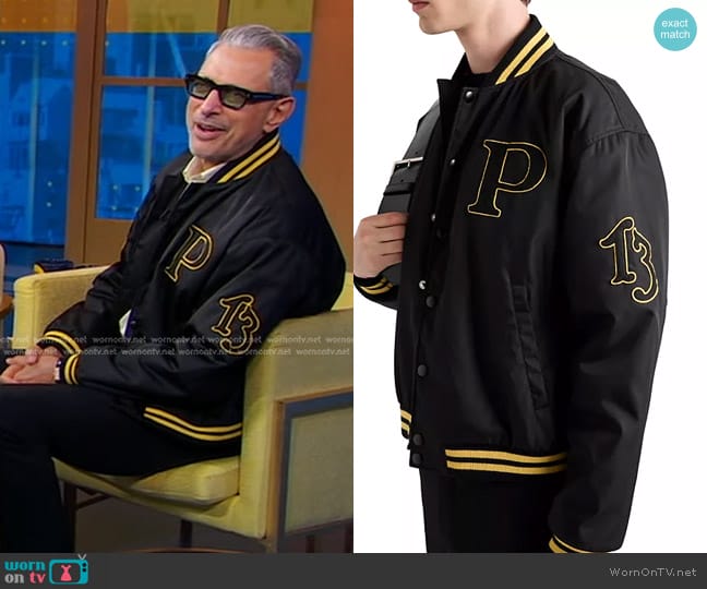 Prada Re-Nylon Bomber Jacket with Patch worn by Jeff Goldblum on Good Morning America