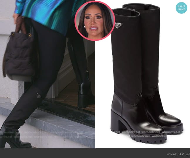 Prada Re-Nylon knee-high boots worn by Melissa Gorga on The Real Housewives of New Jersey