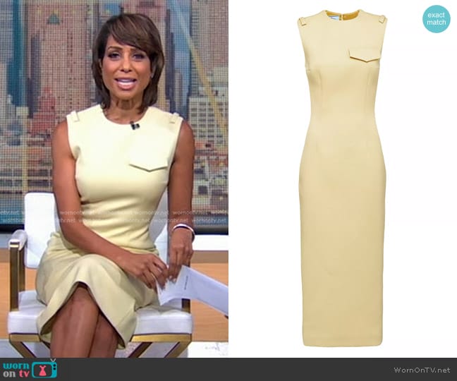 Prada Stretch Natté Dress in Yellow worn by Sade Baderinwa on Good Morning America