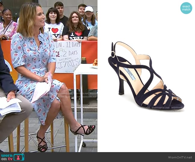 Prada Suede Strappy Sandals worn by Savannah Guthrie on Today