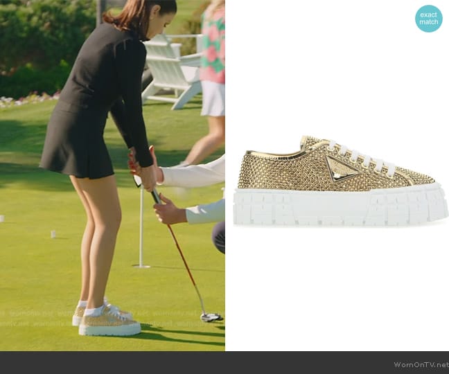 Prada Leather Crystal Tennis Shoes worn by Heather Dubrow on The Real Housewives of Orange County