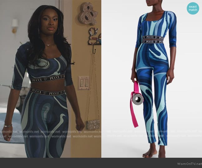 Pucci Marmo sports bra worn by Hilary Banks (Coco Jones) on Bel-Air