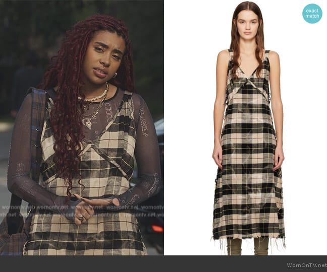 R13 Black & Beige Grunge Midi Dress worn by Amira (Pascual-Peña) on Bel-Air