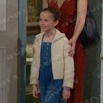 Rachel’s sleeveless denim jumpsuit on Days of our Lives