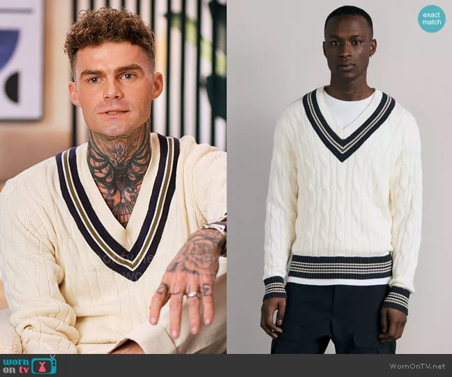 Rag and Bone Windsor Cricket Cotton Vee worn by Jonathan Nørmølle on Owning Manhattan