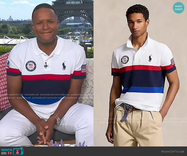 Polo Ralph Lauren Team USA Custom Slim Fit Polo Shirt worn by Craig Melvin on Today