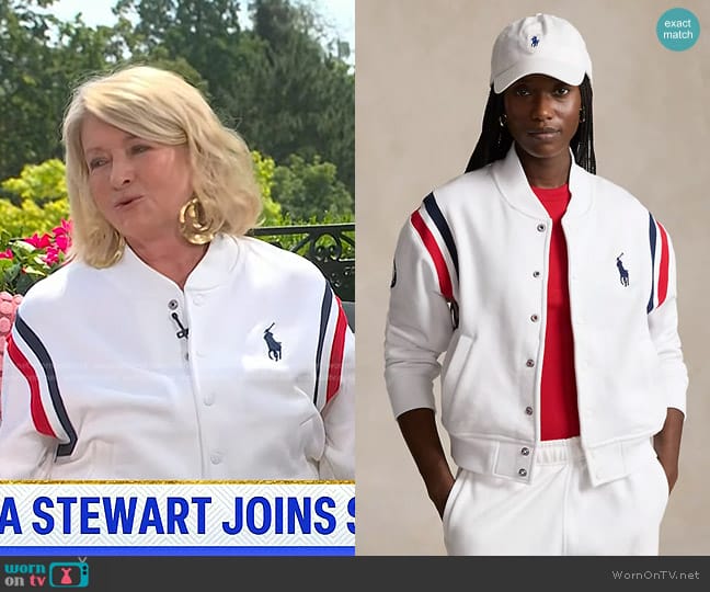 Polo Ralph Lauren Team USA Fleece Baseball Jacket worn by Martha Stewart on Today