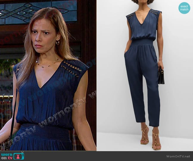 Ramy Brook Bristol Grommet-Embellished Jumpsuit worn by Ava Vitali (Tamara Braun ) on Days of our Lives