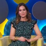 Rebecca’s green printed flutter sleeve dress on Good Morning America