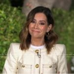 Rebecca’s ivory contrast stitch jacket on Good Morning America