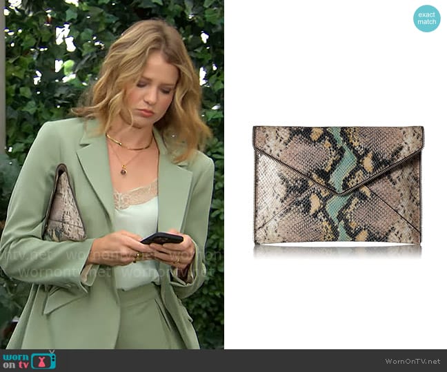 Rebecca Minkoff Leo Clutch worn by Summer Newman (Allison Lanier) on The Young and the Restless