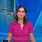 Rebecca’s pink ribbed button front top on Good Morning America