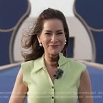 Rebecca’s yellow top and green printed skirt on Good Morning America