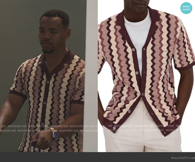 Reiss Pointelle Zigzag Shirt worn by Frederick (Joivan Wade) on Bel-Air