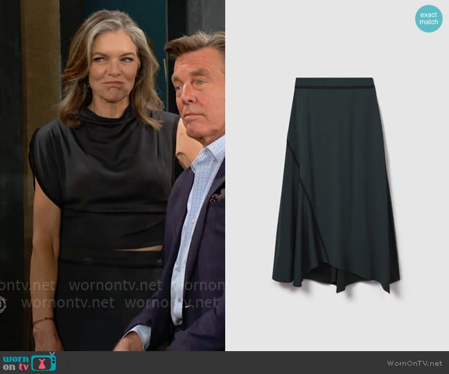 Reiss Sara Asymmetric Contrast Trim Midi Skirt worn by Diane Jenkins (Susan Walters) on The Young and the Restless