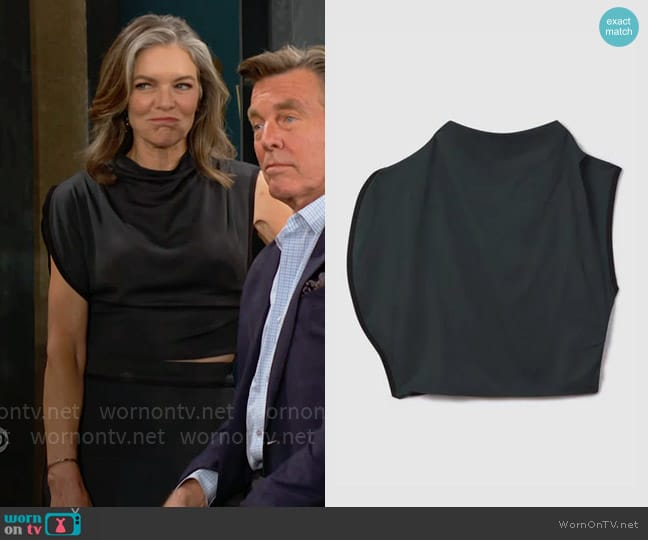 Reiss Sara Asymmetric Contrast Trim Cropped Top worn by Diane Jenkins (Susan Walters) on The Young and the Restless