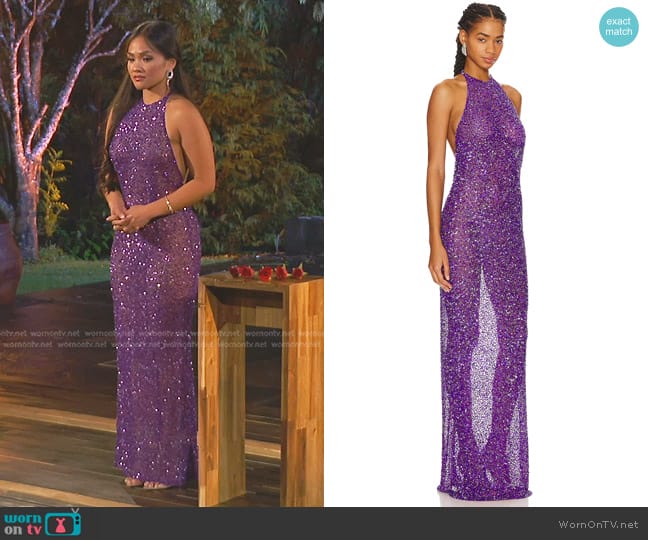 Retrofete Clarisse Dress in Amethyst worn by Jenn Tran on The Bachelorette