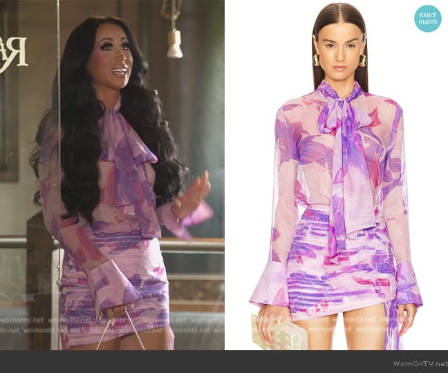 Rachel’s floral print mini skirt on RHONJ