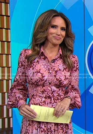 Rhiannon's pink floral dress on Good Morning America