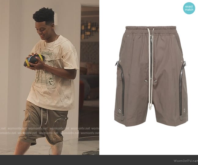 Rick Owens Bauhaus Bela drop-crotch shorts worn by Will Smith (Jabari Banks) on Bel-Air