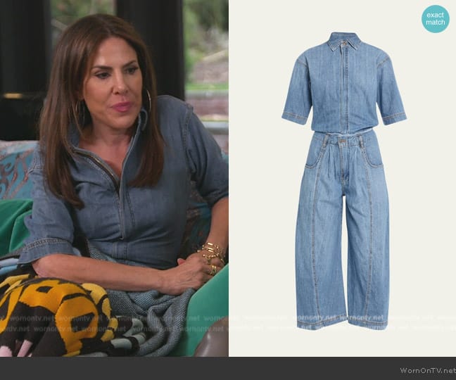 Jenn’s short sleeve denim jumpsuit on RHONJ