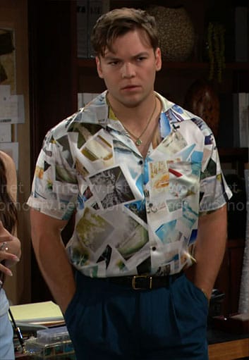 RJ's polaroid print shirt on The Bold and the Beautiful