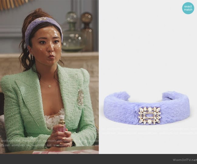 Roger Vivier Fur Headband worn by Mindy Chen (Ashley Park) on Emily in Paris