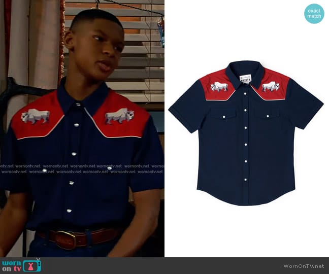 Bill’s blue buffalo print western shirt on Bunkd