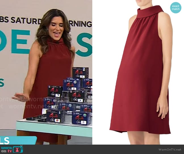 Sail to Sable Burgundy Button Maternity Dress worn by Adriane Kiss on CBS Mornings