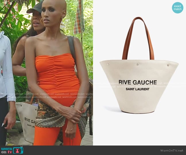 Saint Laurent Rive Gauche Tote Bag worn by Caroline Brooks (Caroline Brooks) on The Real Housewives of Dubai