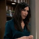 Anna’s dark green button down blouse on General Hospital