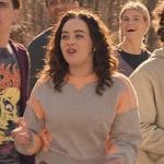 Samanta’s gray two-tone sweatshirt on Cobra Kai