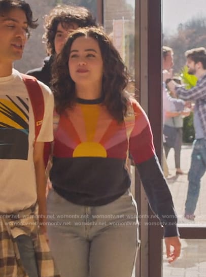 Samantha's sunrise graphic sweater on Cobra Kai