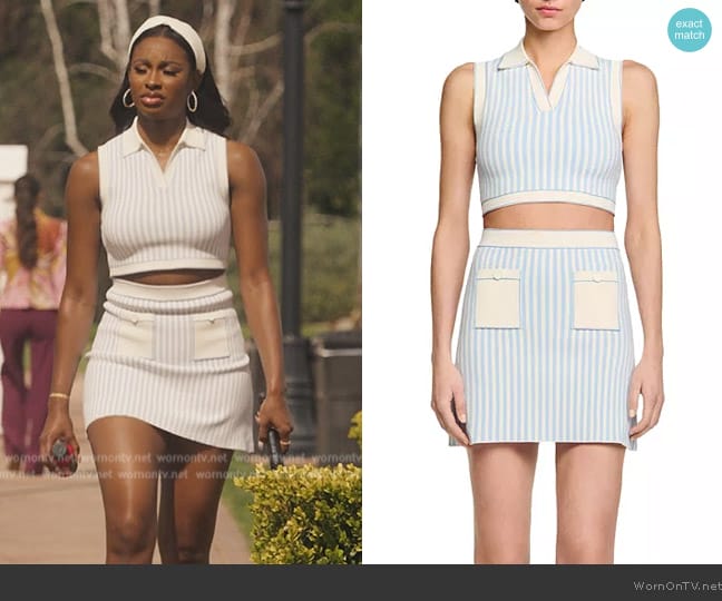 Sandro Cropped Striped Sweater worn by Hilary Banks (Coco Jones) on Bel-Air