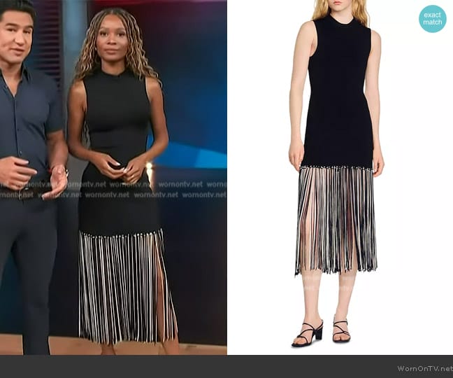 Sandro Bambie Fringe Hem Dress worn by Zuri Hall on Access Hollywood