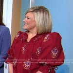 Sarah Fishburne’s red floral puff sleeve blouse on Good Morning America