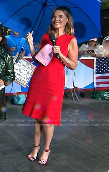 Savanah’s red tweed sleeveless dress on Today