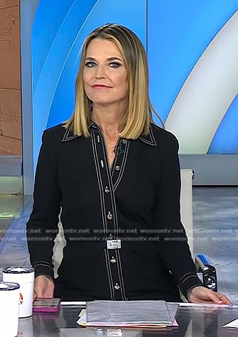 Savannah's black shirtdress with white stitching on Today