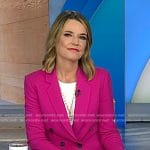 Savannah’s fuchsia pink double breasted blazer on Today