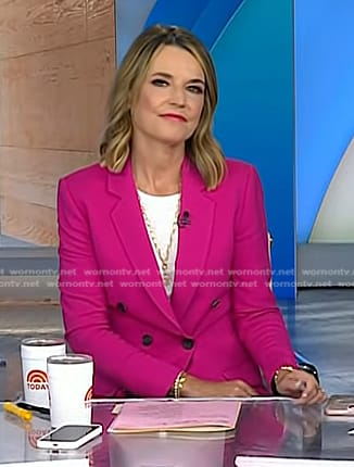 Savannah’s fuchsia pink double breasted blazer on Today