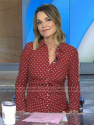 Savannah’s red polka dot shirtdress on Today