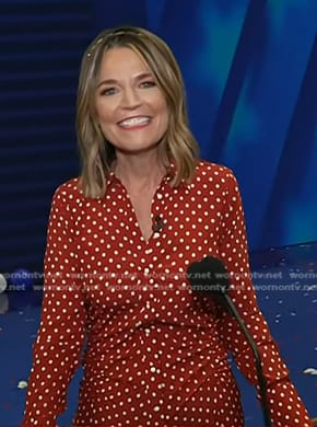 Savannah’s red polka dot shirtdress on Today