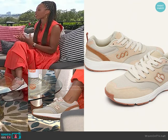 Saysh Saba Lace-Up Sneakers in Terracotta worn by Allyson Felix on Today